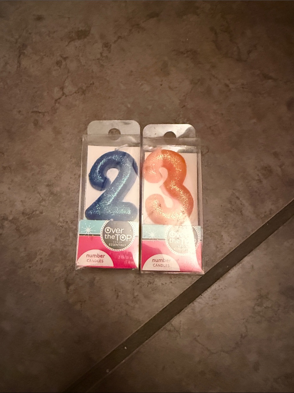 Over the Top Essentials Glitter Number Candles 2 & 3 - Blue and Orange